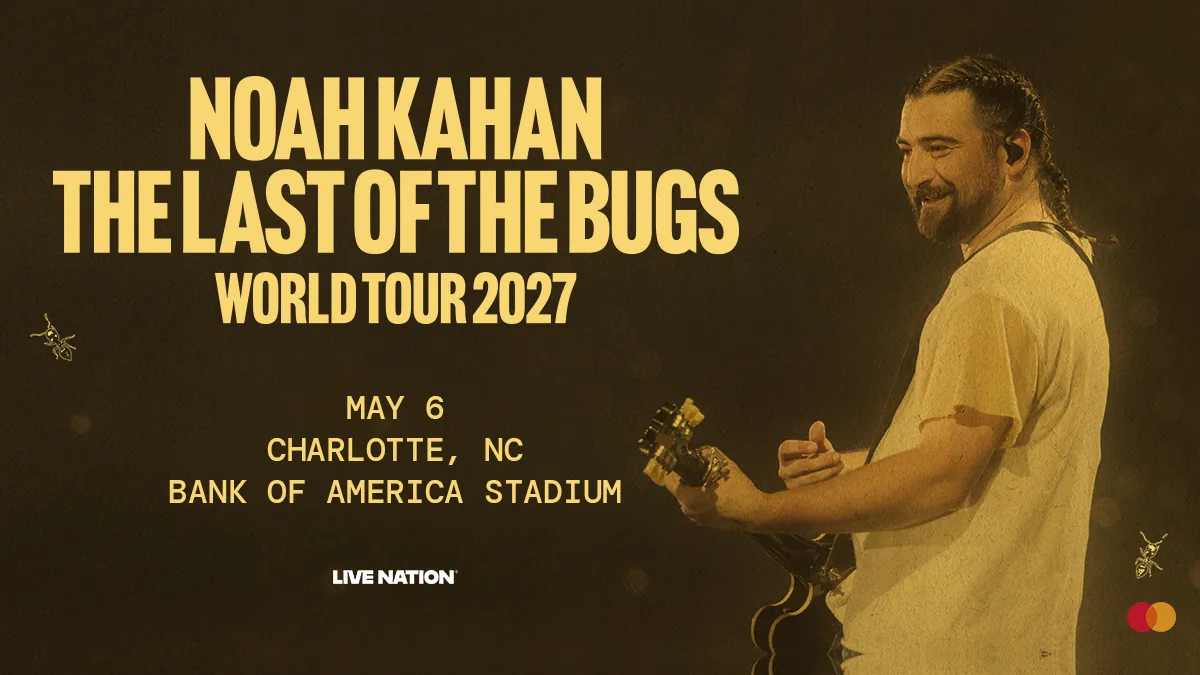 Noah Kahan The Last of the Bugs World Tour 2027, May 6 at Bank of America Stadium